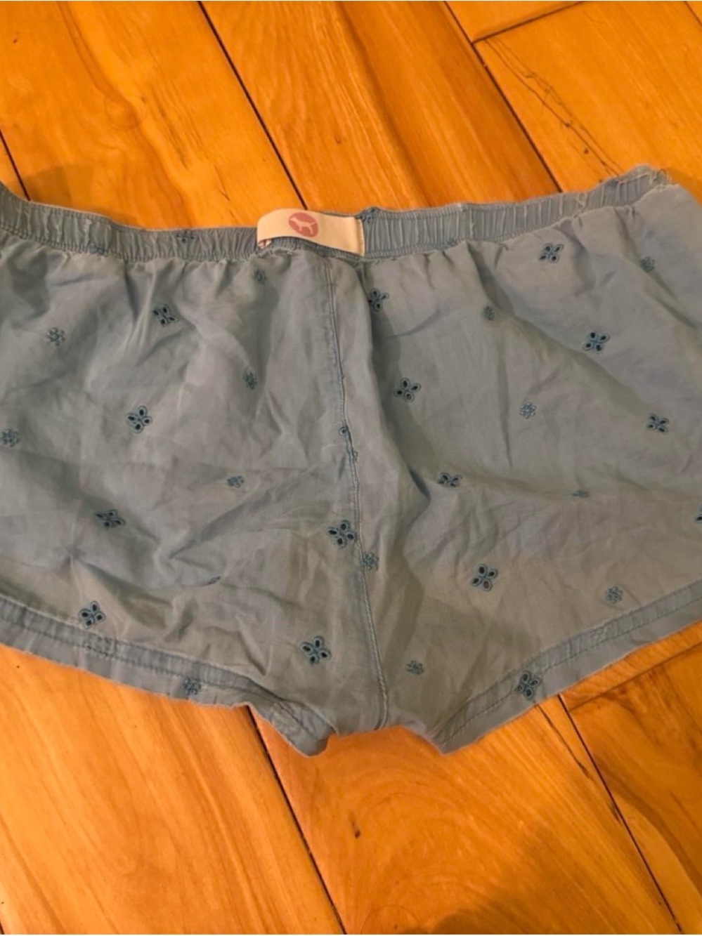 PINK Victoria's Secret Light Blue Embroidered Cotton Shorts - Picture 2 of 5